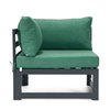 Leisuremod Chelsea 5-Piece Sectional Loveseat and Fireplace Set Black Aluminum with Green Cushions CSFCBL-4G